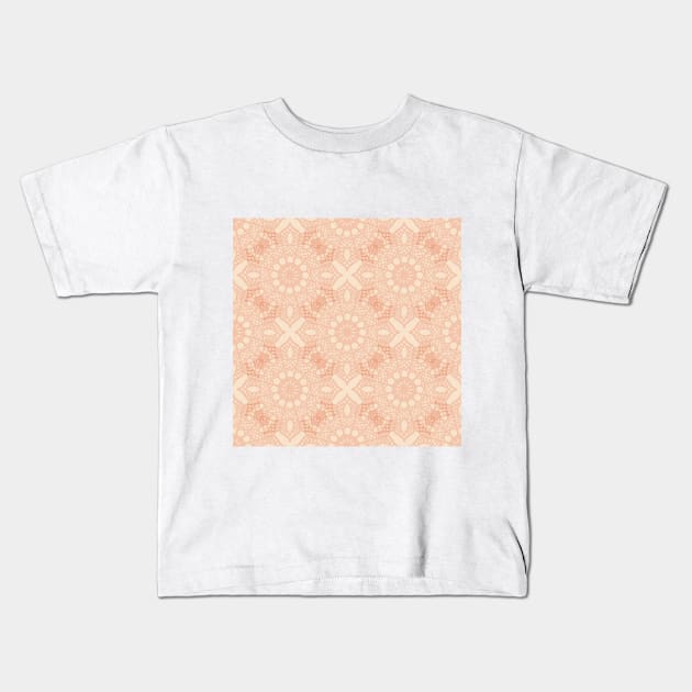 Bright Orange Kaleidoscope Pattern Kids T-Shirt by DeneboArt